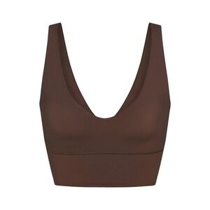 Nike x Skims Matte V Neck Longline Bralette- NWT - Dark Sepia - XXS